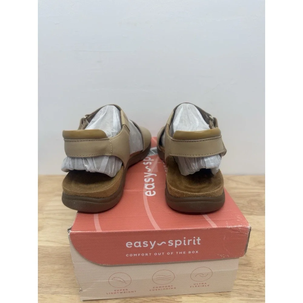 Easy Spirit Mavey Women's Sandal Light Natural Leather Size 6.5 New In‎ Box #29